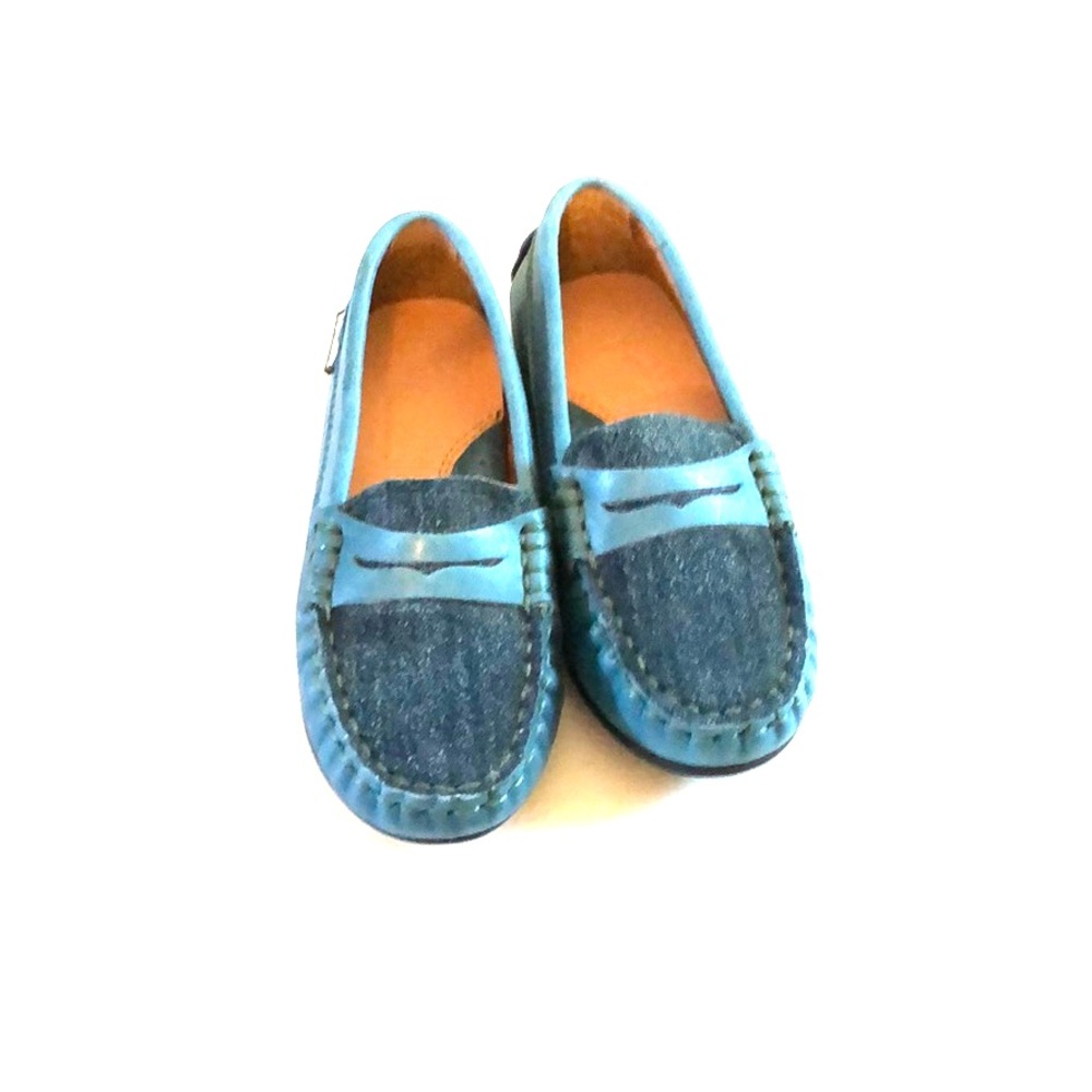 New Venettini loafer in blue w/ denim design sz 24